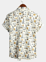 Men's Holiday Cotton Pocket Casual Short Sleeve Shirt