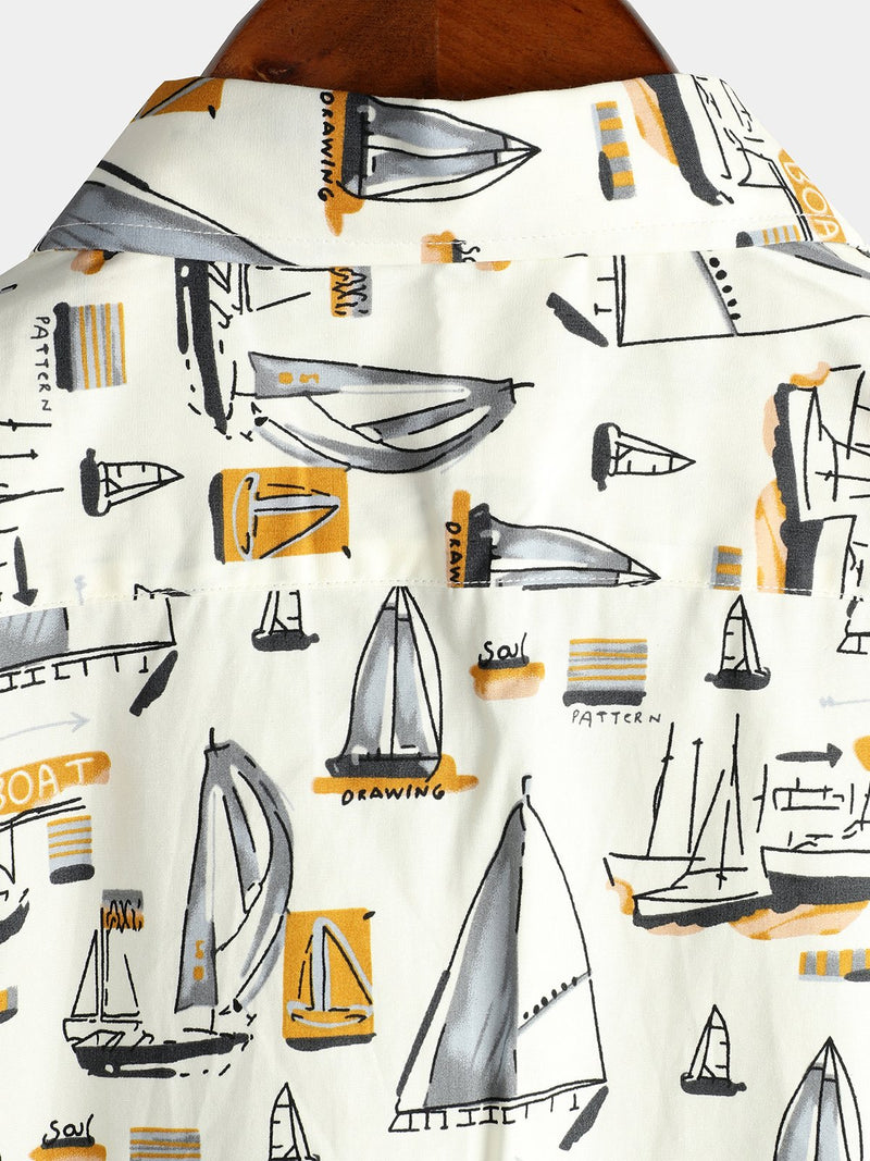 Men's Holiday Cotton Pocket Casual Short Sleeve Shirt