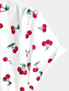Men's Cherry Floral Print Tropical Hawaii Cotton Shirt