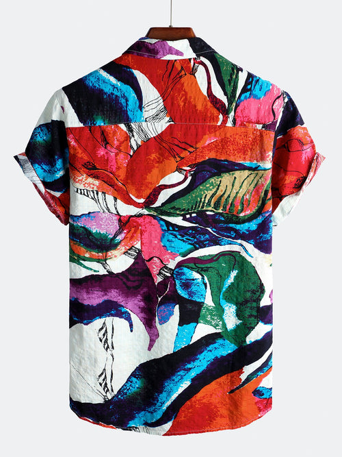 Men's Cotton Tropical Hawaiian Causal Short Sleeve Shirt