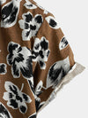 Men's Vintage Floral Breathable Cotton Brown 70s Short Sleeve Shirt
