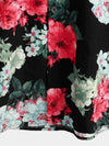 Men's Floral Print Black Pocket Vintage Flowers Short Sleeve Cotton Summer Holiday Shirt