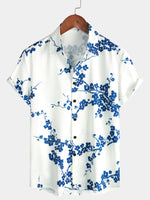 Men's Summer Floral Print Vintage Beach Casual Resort Holiday Short Sleeve Lapel Shirt