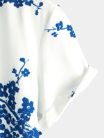 Men's Summer Floral Print Vintage Beach Casual Resort Holiday Short Sleeve Lapel Shirt