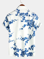 Men's Summer Floral Print Vintage Beach Casual Resort Holiday Short Sleeve Lapel Shirt