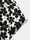 Men's Casual Black Floral Button Up Holiday Flower Short Sleeve Hawaiian Shirt