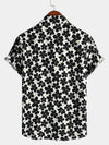 Men's Casual Black Floral Button Up Holiday Flower Short Sleeve Hawaiian Shirt