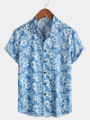 Bundle Of 2 | Men's Tropical Floral Plant Leaf Cotton Short Sleeve Aloha Resort Beach Shirts