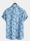 Bundle Of 2 | Men's Tropical Floral Plant Leaf Cotton Short Sleeve Aloha Resort Beach Shirts