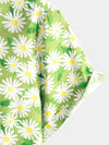 Men's Green Holiday Flower Print Summer Button Up Floral Short Sleeve Beach Shirt