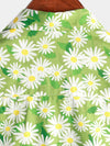 Men's Green Holiday Flower Print Summer Button Up Floral Short Sleeve Beach Shirt