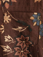 Men's Retro Cotton Beach Pocket Vacation Brown Hawaiian Aloha Floral Shirt