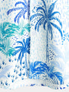 Men's Palm Tree Tropical Island Button Up Floral Short Sleeve Summer Blue Hawaiian Shirt