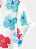 Men's Floral Print Summer Cute Flower Button Up Hawaiian Beach Short Sleeve Shirt