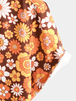 Men's Floral Vintage Flower Button Up 70s Themed Disco Party Short Sleeve Beach Summer Shirt