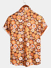 Men's Floral Vintage Flower Button Up 70s Themed Disco Party Short Sleeve Beach Summer Shirt
