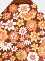 Men's Floral Vintage Flower Button Up 70s Themed Disco Party Short Sleeve Beach Summer Shirt