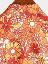 Men's Vintage Floral Summer Party Button Up 70s Short Sleeve Retro Orange Hawaiian Shirt