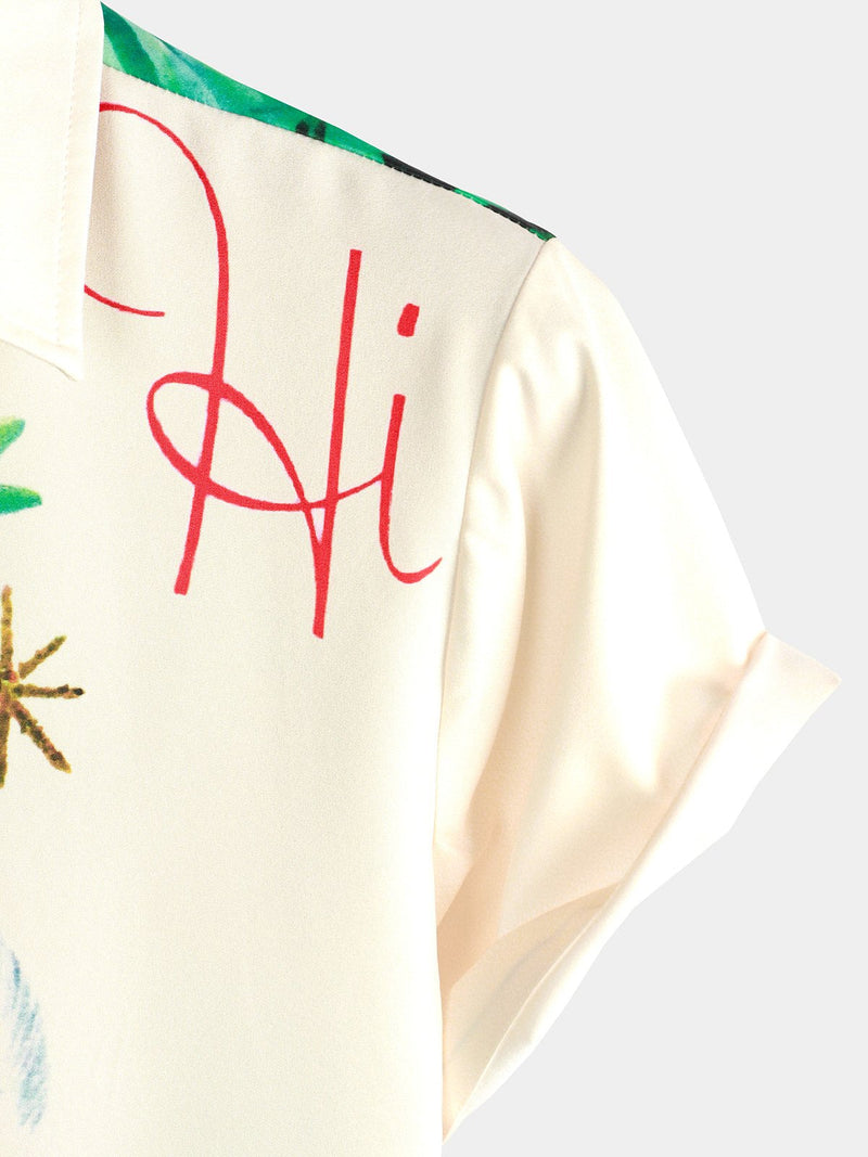 Men's Beige Christmas Print Regular Fit Short Sleeve Shirt