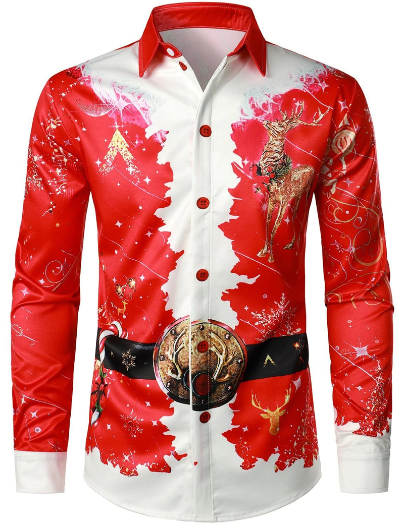 Bundle Of 2|Men's Printed Regular Fit Festive Long Sleeve Shirt