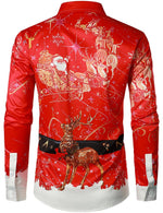 Bundle Of 2|Men's Christmas Print Regular Fit Long Sleeve Shirt