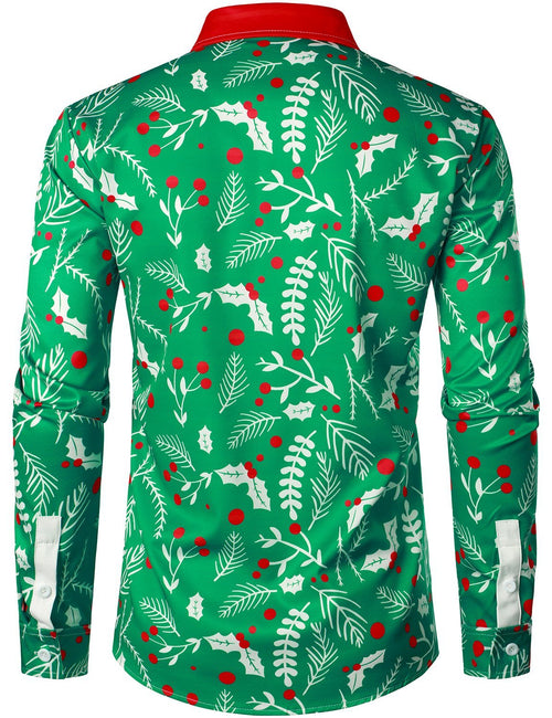 Men's Christmas Print Regular Fit Long Sleeve Shirt