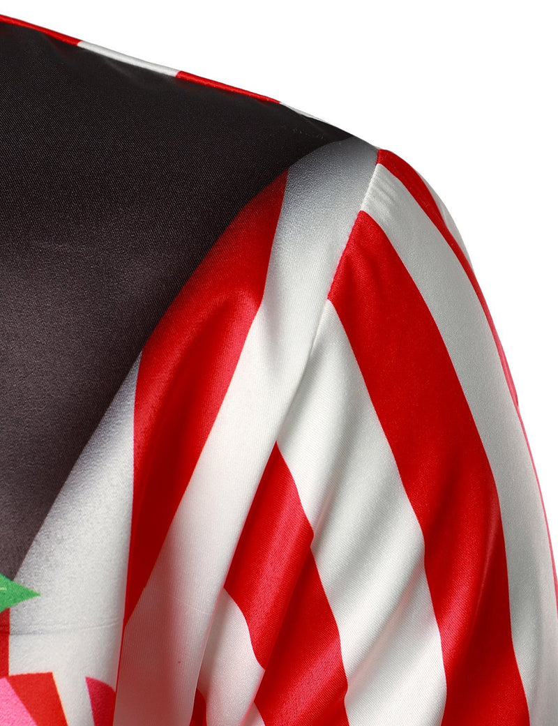 Men's Christmas Regular Fit Red and White Striped Candy Cane Long Sleeve Ugly Funny Shirt