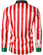 Men's Christmas Regular Fit Red and White Striped Candy Cane Long Sleeve Ugly Funny Shirt