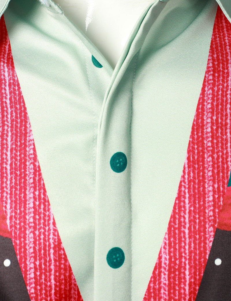 Men's Christmas Santa Claus Snowman Print Regular Fit Long Sleeve Shirt