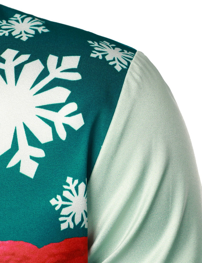 Men's Christmas Santa Claus Snowman Print Regular Fit Long Sleeve Shirt