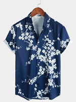 Bundle Of 3 | Men's Floral & Stripe Holiday Summer Print Casual White Beach Short Sleeve Shirts
