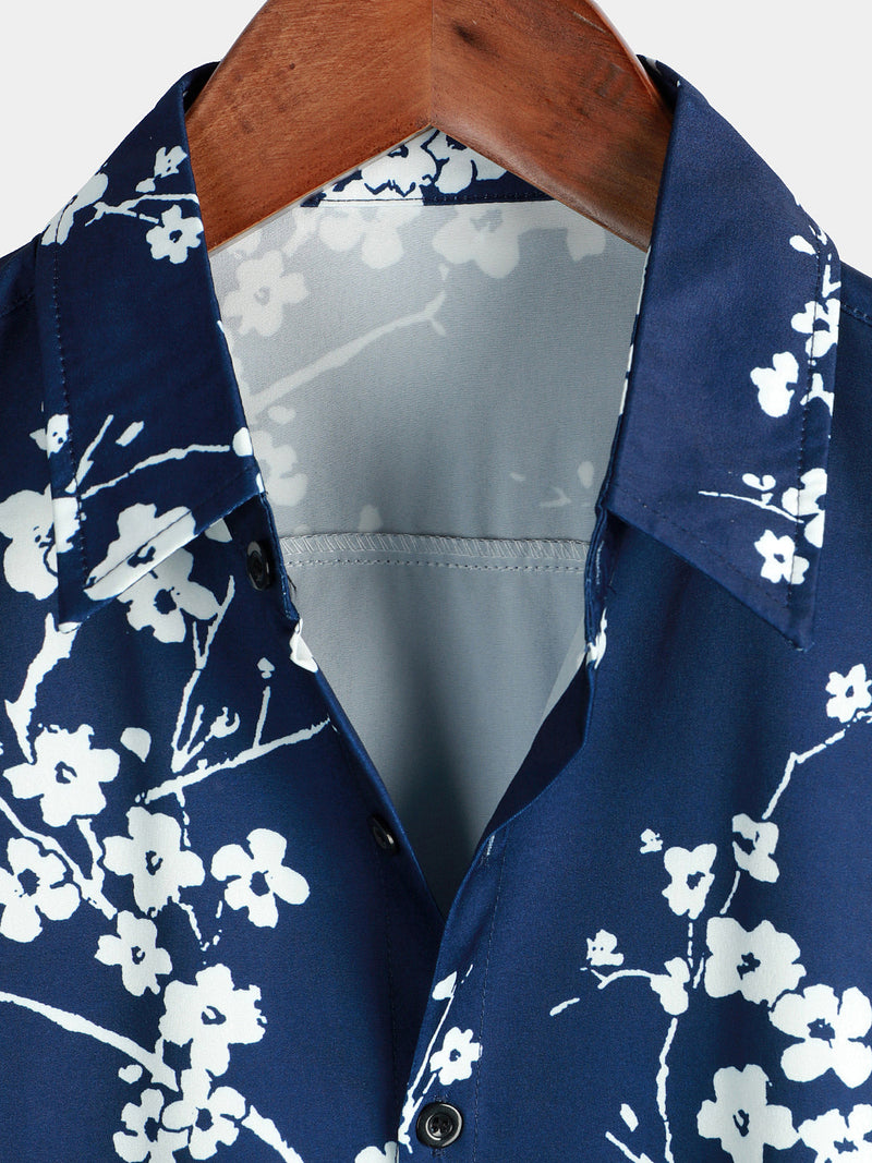 Bundle Of 3 | Men's Floral & Stripe Holiday Summer Print Casual White Beach Short Sleeve Shirts