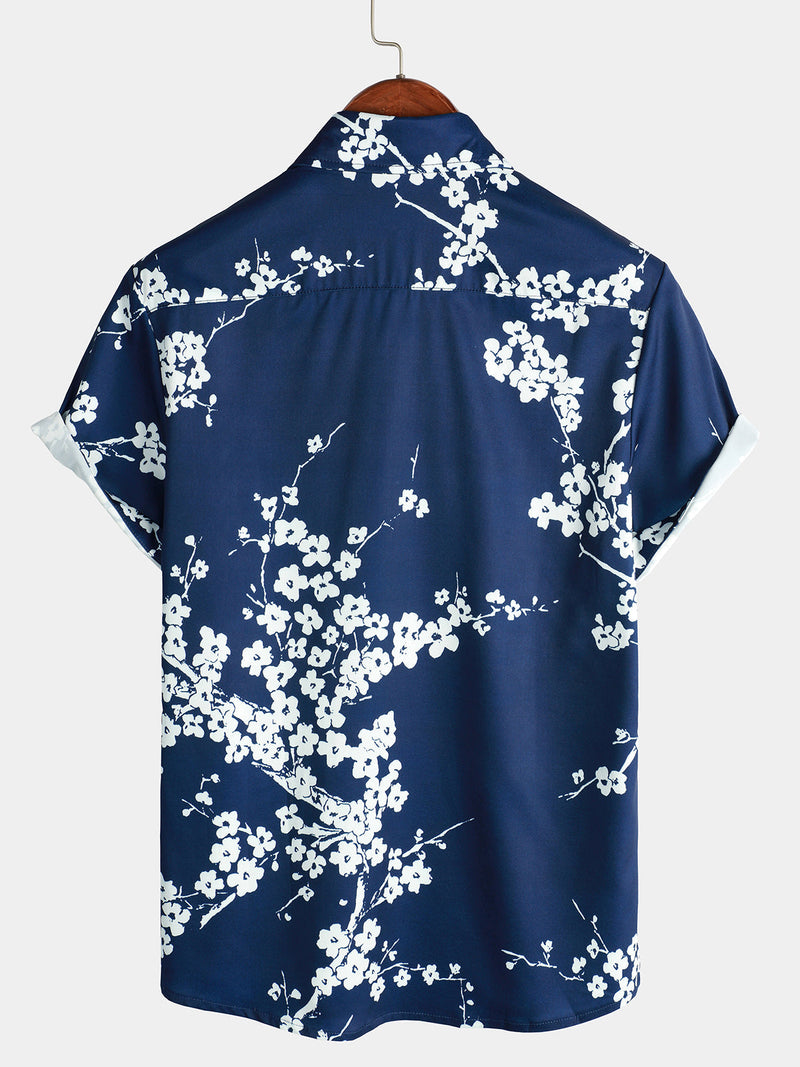 Bundle Of 3 | Men's Floral & Stripe Holiday Summer Print Casual White Beach Short Sleeve Shirts