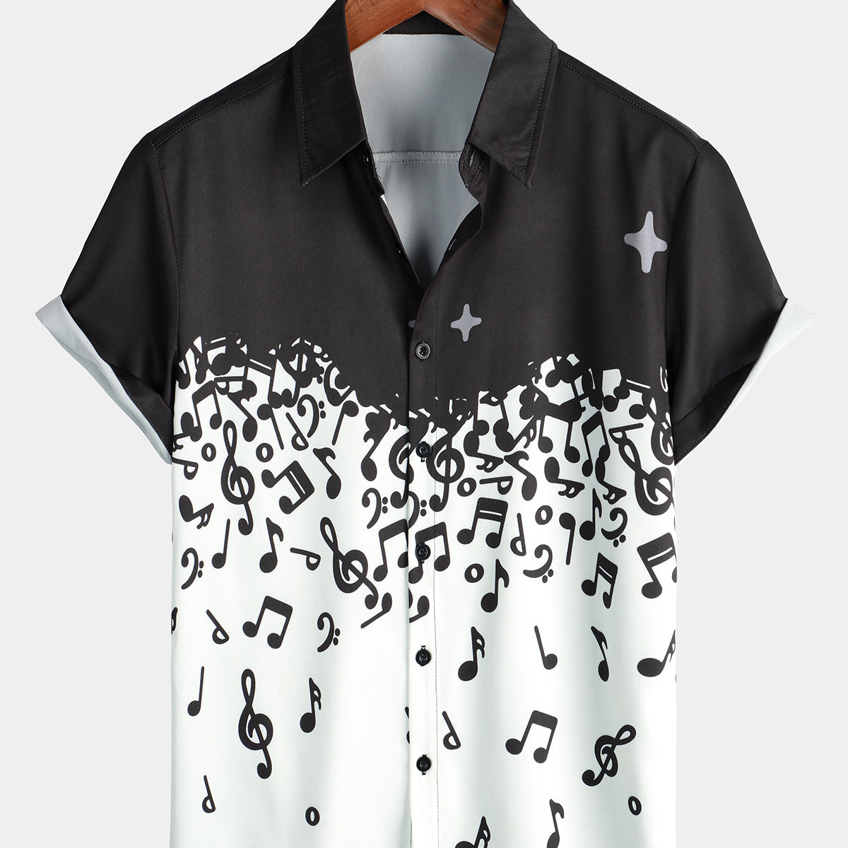 Men's Musical Note Rock & Roll Print Musicians Casual Short Sleeve Shirt