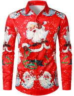 Men's Christmas Themed Santa Claus Xmas Costume Red Funny Long Sleeve Shirt