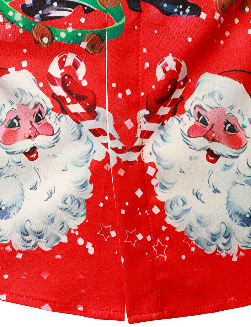 Men's Christmas Themed Santa Claus Xmas Costume Red Funny Long Sleeve Shirt