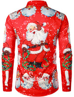 Men's Christmas Themed Santa Claus Xmas Costume Red Funny Long Sleeve Shirt
