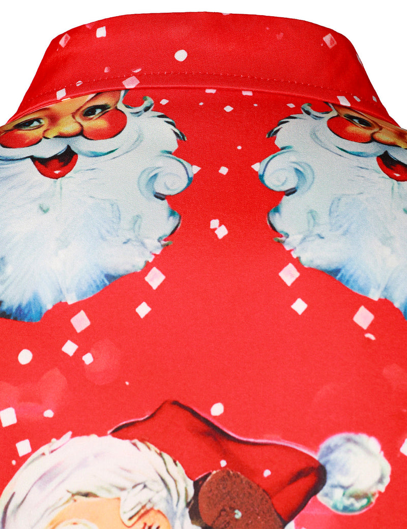 Men's Christmas Themed Santa Claus Xmas Costume Red Funny Long Sleeve Shirt