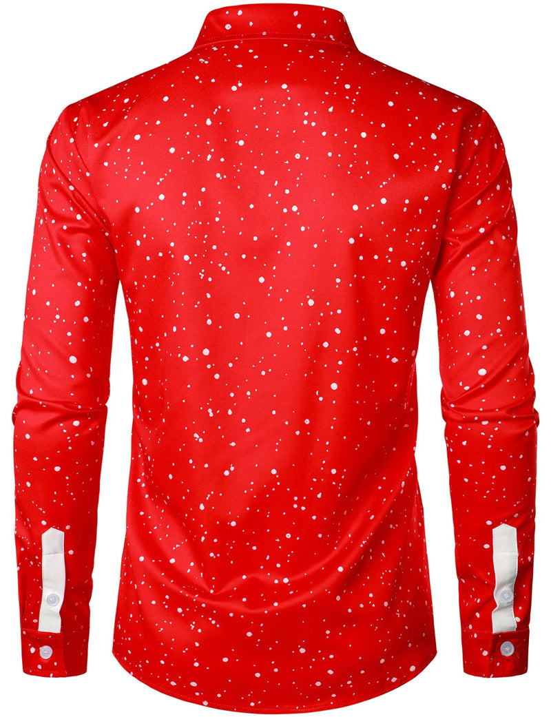Bundle Of 3|Men's Christmas Print Regular Fit Long Sleeve Shirt