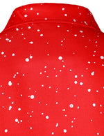 Men's Christmas Themed Santa Claus Muscle Funny Print Costume Red Lapel Long Sleeve Shirt