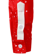 Men's Christmas Themed Santa Claus Muscle Funny Print Costume Red Lapel Long Sleeve Shirt