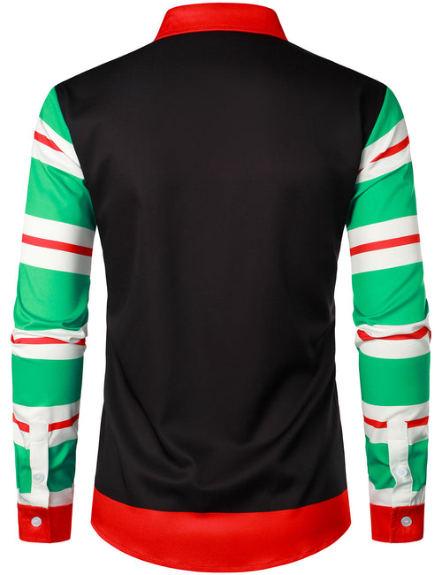 Men's Funny Christmas Elf Xmas Lights Long Sleeve Shirt