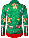 Men's Christmas Crackers Bell Print Funny Outfit Themed Top Long Sleeve Shirt