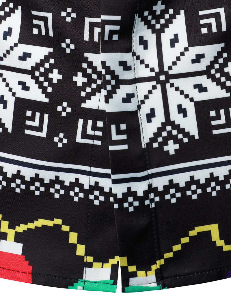 Men's Christmas Themed Beer Lapel Funny Long Sleeve Shirt