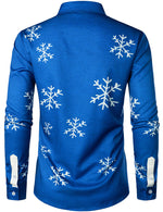 Men's Christmas Santa Button Up Blue Long Sleeve Shirt