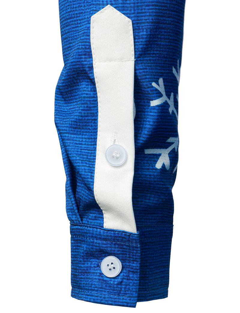 Men's Christmas Santa Button Up Blue Long Sleeve Shirt