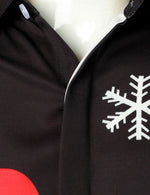 Men's Christmas Santa Button Up Black Novelty Long Sleeve Shirt