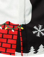 Men's Christmas Santa Button Up Black Novelty Long Sleeve Shirt