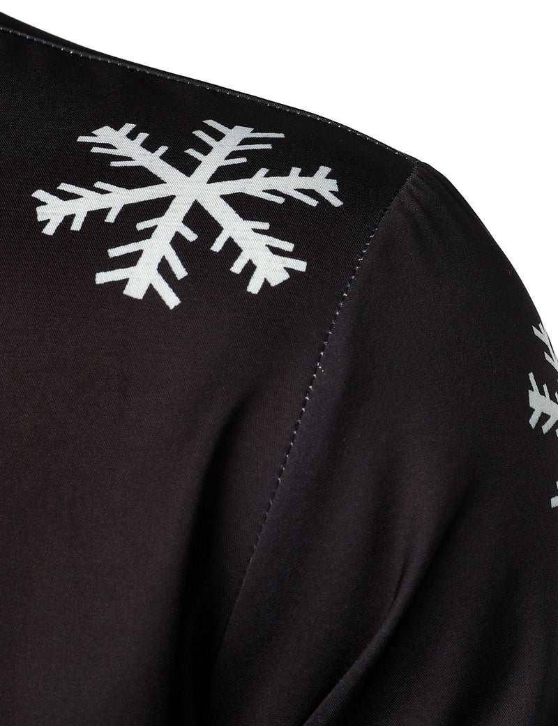 Men's Christmas Santa Button Up Black Novelty Long Sleeve Shirt