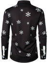 Men's Christmas Santa Button Up Black Novelty Long Sleeve Shirt